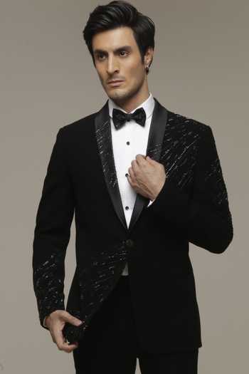Sven Suits Cutdana Embroidered Tuxedo Suit Set 