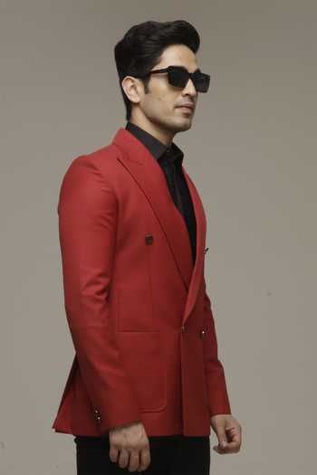 Sven Suits Red Lapel Blazer & Pant Set 