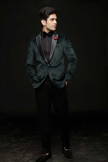 Sven Suits Green Micro Velvet Tuxedo Set 