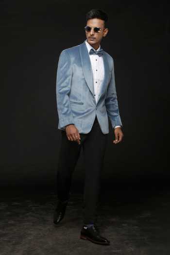 Sven Suits Suede Ice Blue Tuxedo Set 