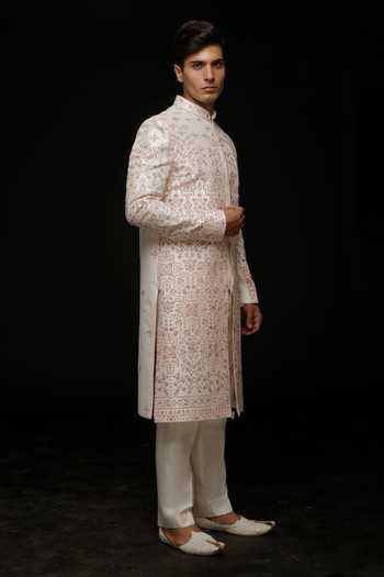 Sven Suits Embroidered Silk Sherwani & Pant Set 