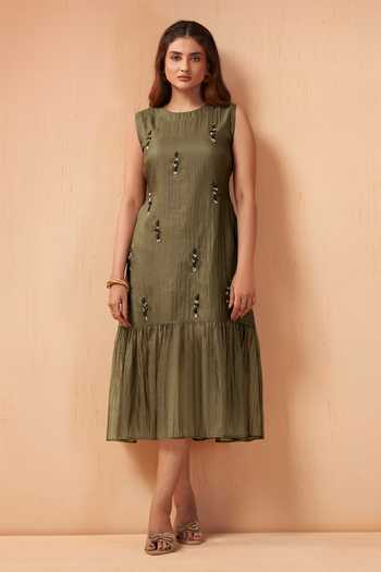 Savaaya Mist Handwork Tissue Dress 