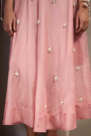 Shop_Savaaya_Pink Tissue Collared Neck Aria Embellished Shirt And Skirt Set _Online_at_Aza_Fashions