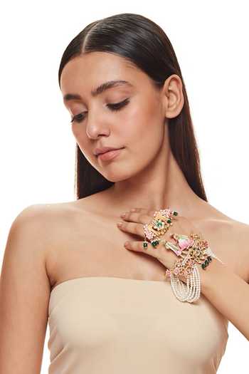 Buy Raabta By Rahul Pink Dildar Palm Cuff And Ring Set Online at Aza Fashions Buy_Raabta By Rahul_Pink Dildar Palm Cuff And Ring Set _Online_at_Aza_Fashions