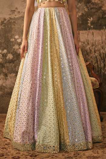 Shop Vana Ethnics Multi Color Silk, Organza, Tissue Sequins And Mirror Embroidered Lehenga Set Shop_Vana Ethnics_Multi Color Silk, Organza, Tissue Sequins And Mirror Embroidered Lehenga Set