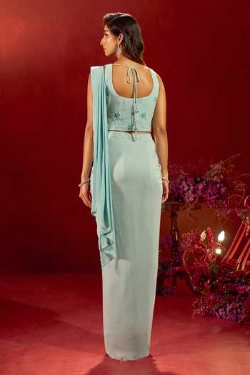Samyukta Singhania Pleated Pre-Draped Saree With Blouse 