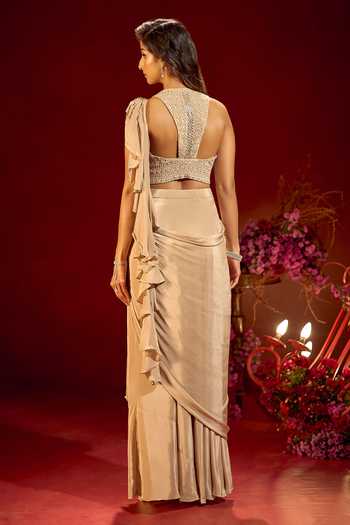Samyukta Singhania Pre-Draped Saree With Sequin Work Blouse 