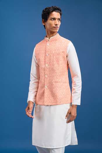 Buy Arihant Rai Sinha Orange Polyester Printed Bundi Online at Aza Fashions Buy_Arihant Rai Sinha_Orange Polyester Printed Bundi _Online_at_Aza_Fashions
