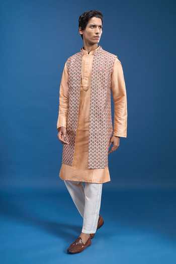 Arihant Rai Sinha Woven Bundi & Kurta Set 