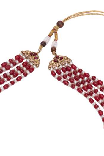 Arihant Rai Sinha Maroon Crystal Pearl Embellished Layered Necklace Online at Aza Fashions Arihant Rai Sinha_Maroon Crystal Pearl Embellished Layered Necklace _Online_at_Aza_Fashions