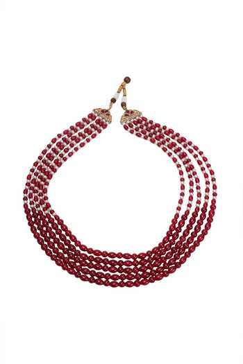 Buy Arihant Rai Sinha Maroon Crystal Pearl Embellished Layered Necklace Online at Aza Fashions Buy_Arihant Rai Sinha_Maroon Crystal Pearl Embellished Layered Necklace _Online_at_Aza_Fashions