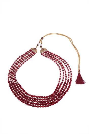 Arihant Rai Sinha Crystal Pearl Embellished Layered Necklace 