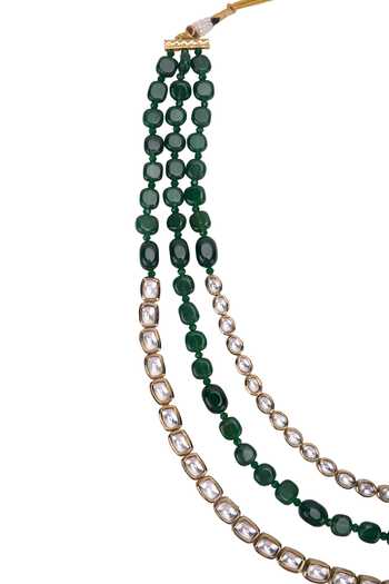 Arihant Rai Sinha_Emerald Green Beaded Embellished Layered Necklace _Online_at_Aza_Fashions