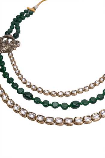 Buy_Arihant Rai Sinha_Emerald Green Beaded Embellished Layered Necklace _Online_at_Aza_Fashions