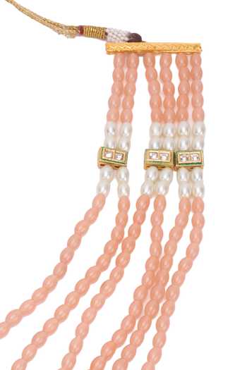 Buy_Arihant Rai Sinha_Peach Crystal Pearl Layered Necklace _Online_at_Aza_Fashions