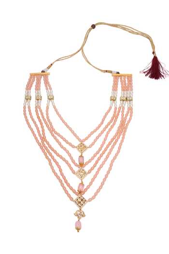 Arihant Rai Sinha Crystal Pearl Layered Necklace 