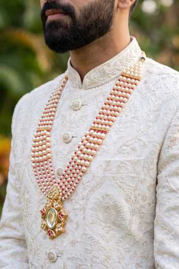 Arihant Rai Sinha Pearl Embellished Layered Necklace 