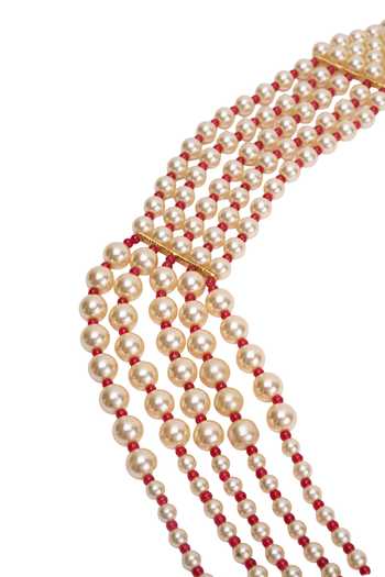 Buy_Arihant Rai Sinha_Cream Pearl Embellished Layered Necklace _Online_at_Aza_Fashions