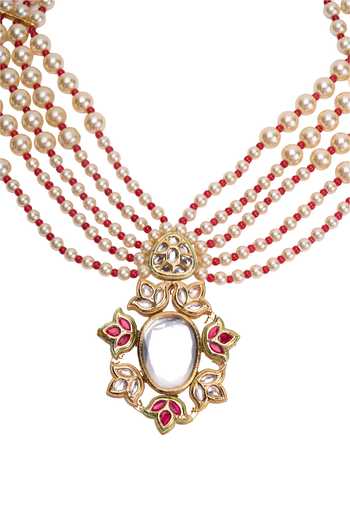 Arihant Rai Sinha_Cream Pearl Embellished Layered Necklace _at_Aza_Fashions