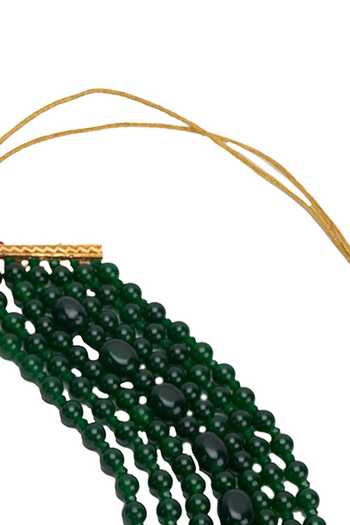 Arihant Rai Sinha_Emerald Green Crystal Pearl Embellished Necklace _Online_at_Aza_Fashions