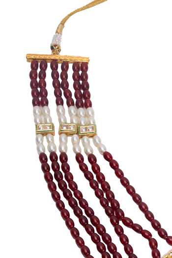 Arihant Rai Sinha Maroon Layered Embellished Necklace Online at Aza Fashions Arihant Rai Sinha_Maroon Layered Embellished Necklace _Online_at_Aza_Fashions