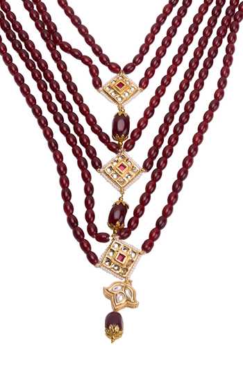 Buy Arihant Rai Sinha Maroon Layered Embellished Necklace Online at Aza Fashions Buy_Arihant Rai Sinha_Maroon Layered Embellished Necklace _Online_at_Aza_Fashions