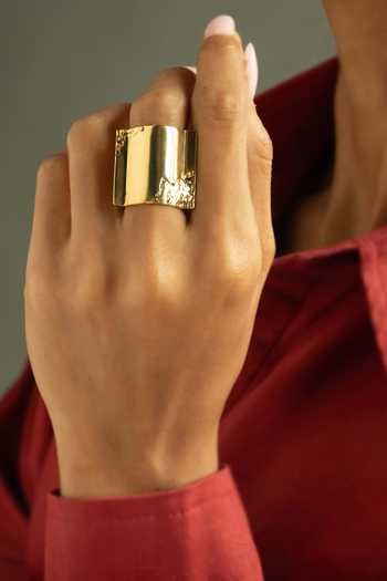 Shop KEFI-CO Gold Plated Starke Wave Ring Online at Aza Fashions Shop_KEFI-CO_Gold Plated Starke Wave Ring _Online_at_Aza_Fashions