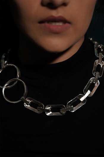 KEFI-CO Silver Plated Zizi Linked Necklace Online at Aza Fashions KEFI-CO_Silver Plated Zizi Linked Necklace _Online_at_Aza_Fashions