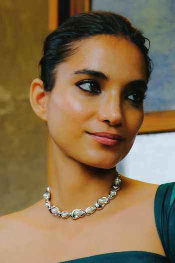 Buy_KEFI-CO_Silver Plated Cosmos Studded Choker _Online_at_Aza_Fashions