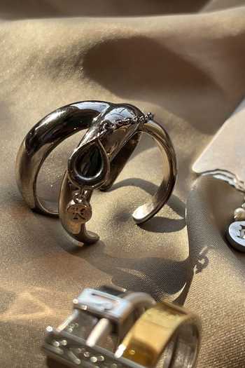 Buy KEFI-CO Silver Plated X-shaped Ring Online at Aza Fashions Buy_KEFI-CO_Silver Plated X-shaped Ring _Online_at_Aza_Fashions