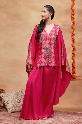 Dareiss Kashi Dabka Embroidered Kurta & Skirt Set 