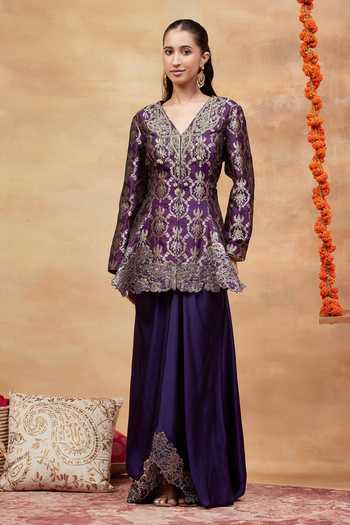 DAREISS Assi Floral Woven Kurta & Skirt Set 