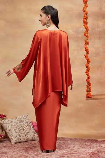 DAREISS Rajghat Sindoor Embroidered Kurta & Skirt Set 