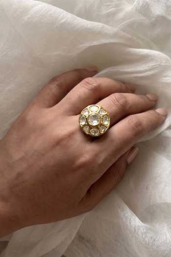Prestones Kundan Polki Embellished Ring 