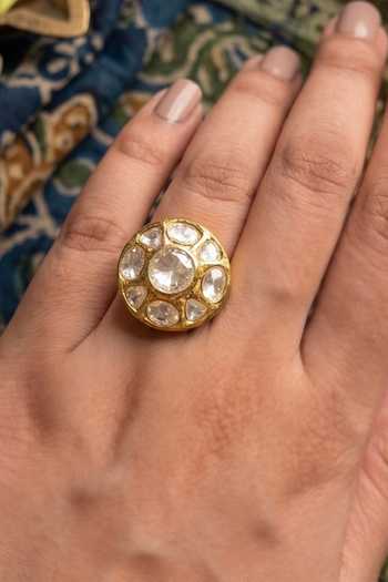 Prestones Kundan Polki Embellished Ring 