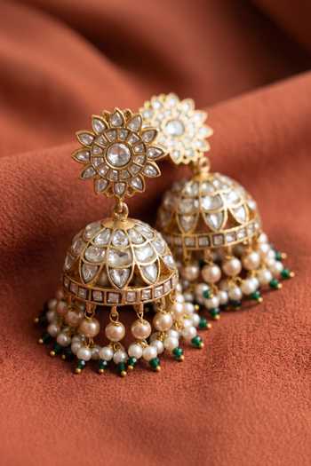 Prestones Kundan Polki Jhumka Earrings 