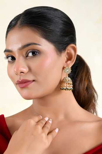 Prestones Kundan Polki Jhumka Earrings 