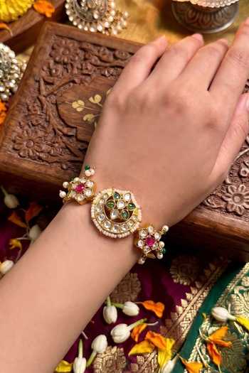 Prestones Kundan Polki Adjustable Bracelet 