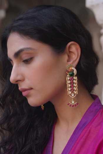 Prestones Kundan Polki Dangler Earrings 