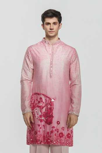 Buy Abhinav Mishra Multi Color Chanderi, Cotton, Twill Shrine Printed And Embroidered Kurta Set Online at Aza Fashions Buy_Abhinav Mishra_Multi Color Chanderi, Cotton, Twill Shrine Printed And Embroidered Kurta Set _Online_at_Aza_Fashions