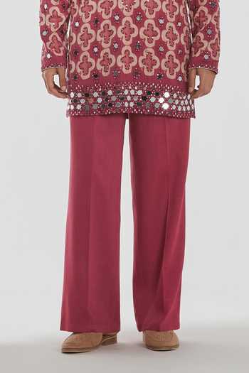 Abhinav Mishra Pink Chanderi, Cotton, Twill Shrine Thread And Mirror Embroidered Kurta Set Online at Aza Fashions Abhinav Mishra_Pink Chanderi, Cotton, Twill Shrine Thread And Mirror Embroidered Kurta Set _Online_at_Aza_Fashions
