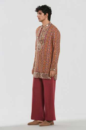 Buy Abhinav Mishra Multi Color Chanderi, Cotton, Twill Shrine Embroidered Multicoloured Kurta Set Online at Aza Fashions Buy_Abhinav Mishra_Multi Color Chanderi, Cotton, Twill Shrine Embroidered Multicoloured Kurta Set _Online_at_Aza_Fashions