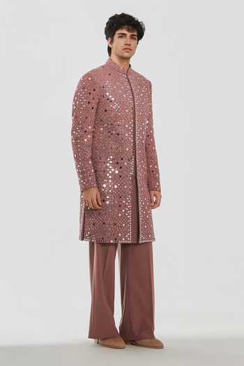 Abhinav Mishra Purple Chanderi Shrine Aura Embroidered Sherwani Set at Aza Fashions Abhinav Mishra_Purple Chanderi Shrine Aura Embroidered Sherwani Set _at_Aza_Fashions