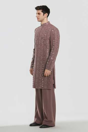 Abhinav Mishra Purple Chanderi Shrine Iris Embroidered Sherwani Set Online at Aza Fashions Abhinav Mishra_Purple Chanderi Shrine Iris Embroidered Sherwani Set _Online_at_Aza_Fashions
