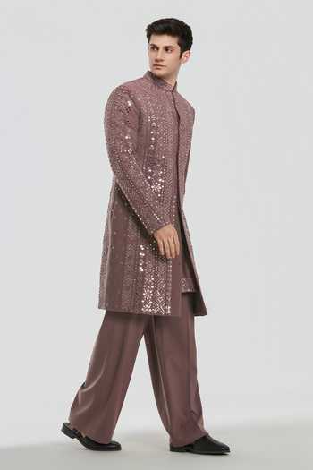 Shop Abhinav Mishra Purple Chanderi Shrine Iris Embroidered Sherwani Set Online at Aza Fashions Shop_Abhinav Mishra_Purple Chanderi Shrine Iris Embroidered Sherwani Set _Online_at_Aza_Fashions