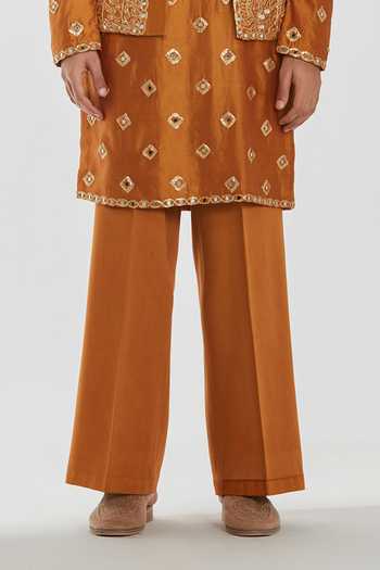 Abhinav Mishra Yellow Chanderi, Cotton, Twill Embroidery, Shrine Citrine Glow Bundi Set Online at Aza Fashions Abhinav Mishra_Yellow Chanderi, Cotton, Twill Embroidery, Shrine Citrine Glow Bundi Set _Online_at_Aza_Fashions