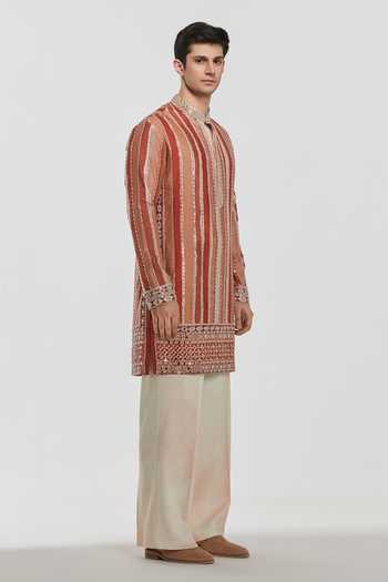 Buy Abhinav Mishra Multi Color Chanderi, Cotton, Twill Shrine Mirror Embroidered Kurta Set Online at Aza Fashions Buy_Abhinav Mishra_Multi Color Chanderi, Cotton, Twill Shrine Mirror Embroidered Kurta Set _Online_at_Aza_Fashions