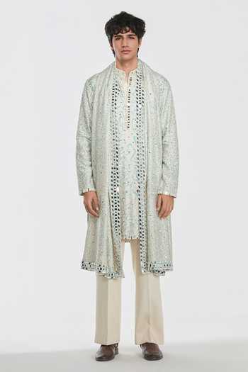 Abhinav Mishra Shrine Printed & Mirror Work Kurta Set