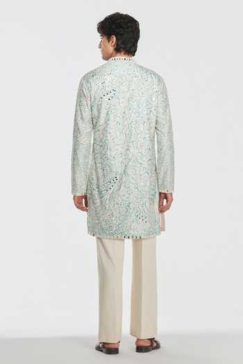 Abhinav Mishra Shrine Printed & Mirror Work Kurta Set