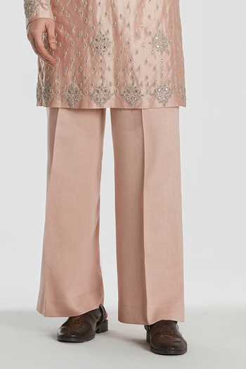 Abhinav Mishra Rose Gold Chanderi, Cotton, Twill Shrine Blush Embroidered Kurta Set Online at Aza Fashions Abhinav Mishra_Rose Gold Chanderi, Cotton, Twill Shrine Blush Embroidered Kurta Set _Online_at_Aza_Fashions